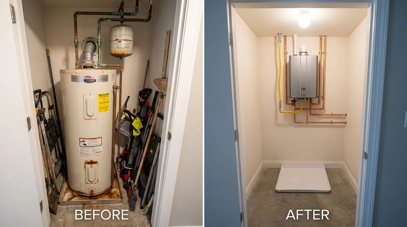 Tank water heater versus wall-mounted tankless unit comparison for Cherryville, NC homeowners